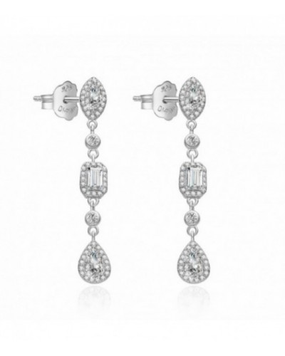 Pendientes de plata largos con circonitas idealpara novias. - 2024790
