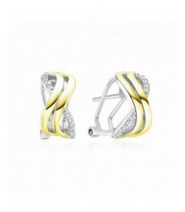 Pendientes de plata bicolor con circonitas. - 2024922/Y
