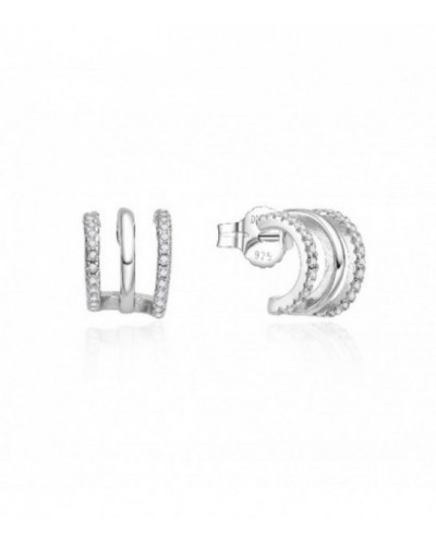 Pendientes de plata tipo multi aros circonitas. - 2025064