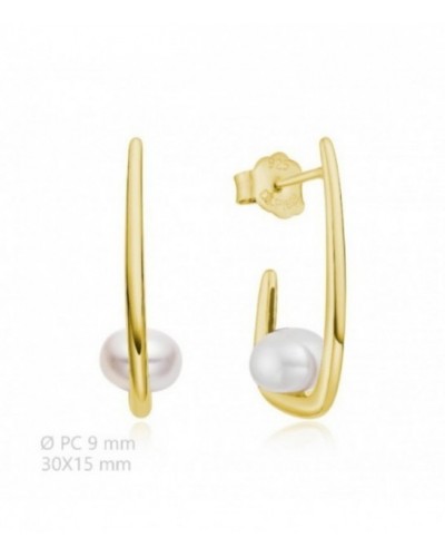 Pendientes de plata chapada con perla. - 2025355/Y