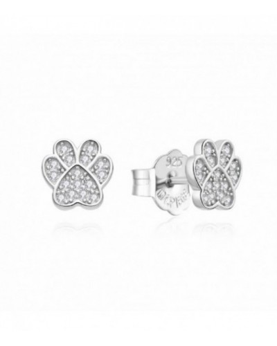 Pendientes plata huella de perro con circonitas. - 2025390