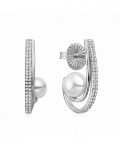 Pendientes de plata con circonitas y perla natural. - 2025413