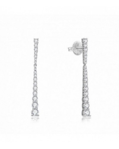 Pendientes de plata largos con circonitas. - 2025414