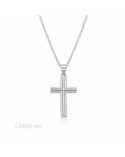 Cruz de plata plana con cadena. - 2031580