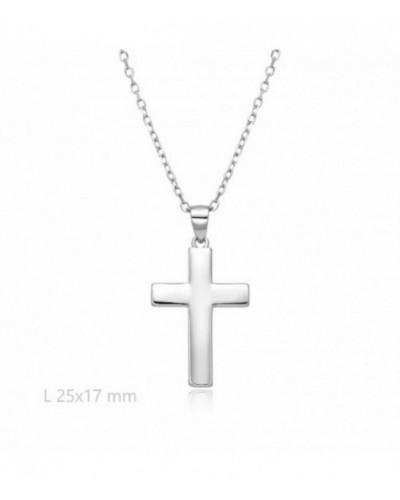 Cruz de plata plana con cadena. - 2031584