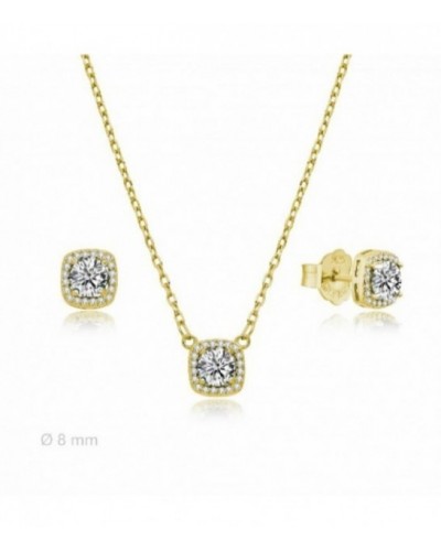 Conjunto de plata chapada cuadrado con circonitas. - 2060029