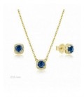 Conjunt de plata xapada quadrat amb circonites blau safir. - 2060029/Z