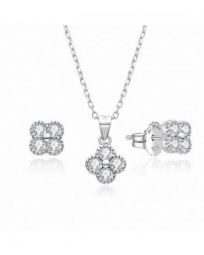 Conjunto plata forma flor circonitas. - 2060024