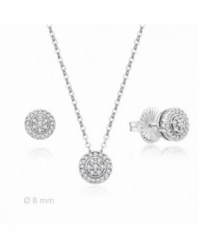 Conjunto de pendientes y gargantilla de plata con circonitas. - 2060038/8