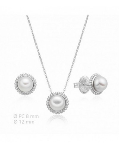 Conjunto de plata pendientes y colgante con perla natural. - 2060062/8