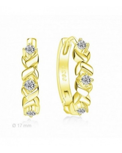 Pendientes de plata chapada en forma de aros con circonitas. - 2140904/Y