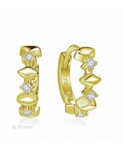 Pendientes dep plata chapada en forma de aro con circonitas. - 2140905/Y