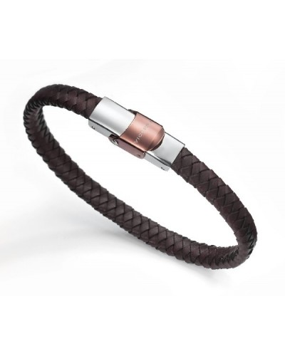 Pulsera Viceroy de acero y piel marrón para hombre. - 6097P09011