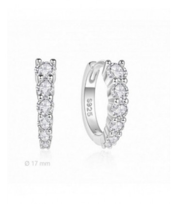 Pendientes de plata tipo aro con circonitas. - 2140901