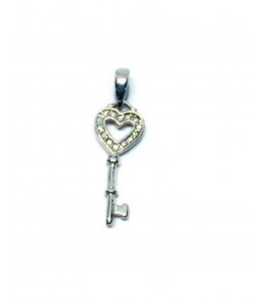 Colgante plata en forma de llave y corazón. - 30029211